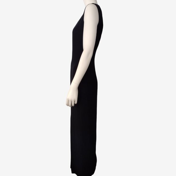 Vintage 1990s Glamourous Black Side Slit Sleeveless Maxi Sheath Dress 12 - Picture 6 of 13